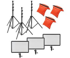GODOX LEDP260C Kit de 3 Panneau LED avec Pieds et Sacs de Sable