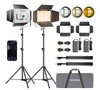 Godox Litemons LP600Bi Lot de 2 kits d'éclairage vidéo LED bicolores 60 W avec support trépied, éclairage de photographie 2800 K-6500 K, contrôle par application avec étui pour streaming YouTube