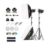 Godox Lot de 2 kits de montage Bowens pour studio photo Speedlite DP600III-V DP600IIIV 1200 W avec boîte à lumière, support d'éclairage, kit de porte de grange, réflecteur