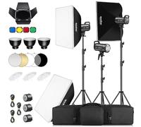 Godox Lot de 3 kits de flash stroboscopique SK300IIIV 900 W, monolights monolights 300 W, système sans fil 2,4 G, support Bowens, boîtes à lumière, supports d'éclairage et bras perche pour