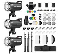 Godox Lot de 3 SK400IIV 1200 Ws 2.4G Speedlite Studio Flash Strobe Monolight Kit pour studio, localisation, photographie de portrait, avec boîte à lumière et support lumineux