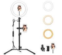 Godox LR120 12" Lumière Anneau de Bureau, Bi-Colore Ring Light Diammable 10%-100%, avec Trépied et Smartphone Support pour Maquillage/Tiktok/Youtube/Live Stream