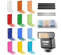 Godox MA02 Kit d'accessoires de Flash magnétique pour Mini flashs Godox iT32 iT30Pro iM30, 12 gels de Couleur, Bandes magnétiques Argent Mat et Noir, Ensemble de modificateurs de lumière Portables
