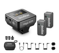 GODOX Magic XT1 Micro Cravate sans Fil pour Camera, iPhone, Android Téléphones, Réduction du Bruit, Qualité Audio Hi-FI, Écran Tactile Récepteur 2 Émetteur Micro Lavalier pour Enregistrement vidéo