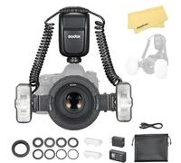 GODOX MF-T76 N Double Flash Macro LED pour Nikon Appareils Photo,76W 2.4G TTL HSS 1/8000s,Batterie au Lithium 7.2V/2980mAh,écran LCD,Bagues D'adaptation Incluses,Jusqu'à 550 éclairs à Pleine Puissance