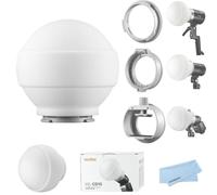 Godox ML-CD15 Dôme Diffuseur Pliable avec 3 Adaptateurs, Modificateur de Lumière Douce à 360° pour V1 V1Pro V100 AD100Pro AD200Pro AD300Pro AD400Pro V860III TT685, Compatible ML30 ML30Bi ML60 ML60Bi