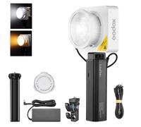 Godox ML100Bi Lampe vidéo LED bicolore avec poignée de batterie et mini trépied, support Godox Mount, prise en charge USB CC et batterie externe, contrôle par application 2800K-6500K (ML100BI)