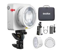 Godox ML100R Kit2 Lampe vidéo LED 1800-10000 K RVB, IRC 95+, 14 effets, distance de contrôle de l'application 30 m, baïonnette Godox avec 2 verres réflecteurs, support, kit d'accessoires de batterie