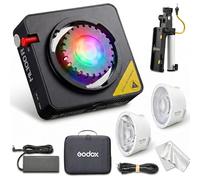 Godox ML100R Kit2 Lampe vidéo LED RVB avec réflecteur de lentille interchangeable 15° et 36°, poignée de batterie NP-F, 1800-10000 K CCT, 14 effets FX cinématographiques et contrôle par application