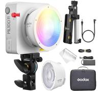 Godox ML100R Kit2 Lampe vidéo LED RVB en couleur, 1800-10000 K CCT | Avec réflecteur d'objectif interchangeable de 15° et 36°, poignée de support de batterie NP-F, 14 effets cinématographiques