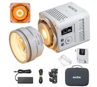 Godox ML150Bi Lumière LED bicolore pour vidéo, 150 W, 2800-6500 K, jusqu'à 61 054 lux avec objectif zoom, CRI 96, contrôle par application, alimentation CC ou batterie V-Mount, avec objectif et étui