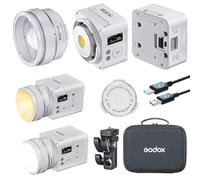 Godox ML80BI Kit d'éclairage vidéo LED bicolore, 2800K-6500K, 29600 Lux CRI 96+/TLCI96+, contrôle par application, avec réflecteur d'objectif ML-Z Zoom et batterie ML-BA 6600 mAh, chargement USB-C