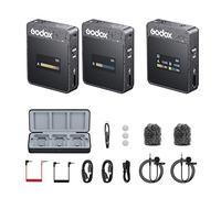 GODOX MoveLink II M2 Microphone sans Fil (2TX+1RX), Micro de Laval sans Fil 2.4G à Réduction de Bruit, Portée de 100m, Compatible avec Android et Caméra, pour Tournage Vidéo