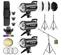 Godox SK400II Lot de 3 Kits de Montage pour Studio Photo de Studio 1200 W 2,4 G avec boîte à lumière, Support d'éclairage, Porte de Grange et étui de Transport
