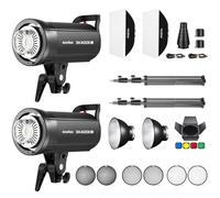 GODOX SK400II-V*2 Monolight Lumiere Continue Professional Studio Flash Strobe Light Kit,2.4G Wireless X System,5600±200K,Bowens Mount LED Modeling Lamp for Studio(SK400II Upgraded)
