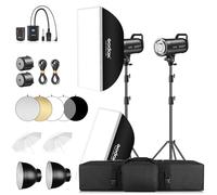 Godox SK400III-V Lot de 2 kits stroboscopiques de studio 800 W, 2026 mise à niveau 400 W 2,4 G sans fil avec réflecteur, déclencheur AT-16, 2 boîtes à lumière, 2 parapluies, 2 supports d'éclairage