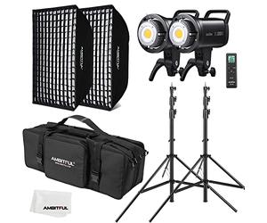 GODOX SL100D 2X 100W LED Video Light + 60 x 90 cm Softbox, Light Stand, Honeycomb Grid, with Remote Control Suitable for Film Studios, Photo Studios