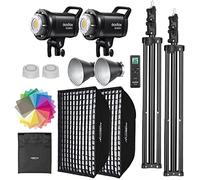 Godox SL60II-D LED Video Light Kit 2Pack Continuous Light Set, Square Grid Softbox,Light Stand, Remote Control & Honeycomb Grid for Studio Video Recording, Filming, Podcast (2PCS)