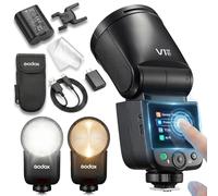 Godox V1 Mid F Flash pour FUJIFILM, Speedlite à tête Ronde 55Ws, Optique 24mm, 650+ éclairs, TTL/HSS 1/8000s, Compatible avec X-T4 X-T5 GFX50S GFX50S II GFX50R X-H2 X-H2S X-S10 X-S20 X-E5