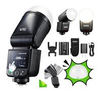 Godox V1 Mid F V1mid avec Dôme Diffuseur (Godox AK-R11) Flash Cobra à Tête Ronde TTL pour Fujifilm, HSS 2.4G 1/8000s, Puissance de 55Ws, Temps de Recyclage de 1,7s, 650 éclairs à Pleine Puissance