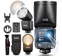 Godox V1 MID O Flash pour appareil photo Olympus & Panasonic avec diffuseur AK-R11, tête ronde Speedlite, 650+ flashs, TTL/HSS 1/8000s, flash de voyage V1MID pour E-M1 III, Pen-F, E-PL8, E-P5 et GH4