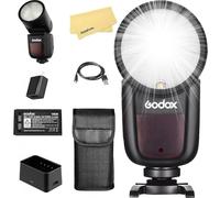 Godox V1-N Flash à tête Ronde pour Nikon Flash Speedlight Speedlite Light, 76 WS 2.4 G 1/8000 HSS, 480 Prises de Vue à Pleine Puissance, Temps de Recyclage 1.5 s, Batterie Li-ION 2600 mAh