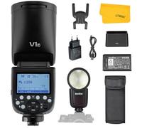 Godox V1 V1-F V1F Flash pour Appareil Photo Fuji, 2.4G TTL FUJIFILM Flash à Tête Ronde HSS 1/8000s, Lampe Pilote LED à 10 Niveaux, 480 Flashes à Pleine Puissance, Temps de Recharge de 1,5s