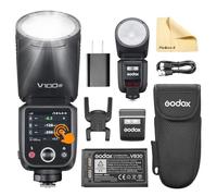 Godox V100-N V100 N Round Head Camera Flash d'appareil Photo TTL Speedlite 2.4G Wireless TTL Speedlight Strobe,100Ws HSS 1/8000s with Li-ION for Nikon Cameras
