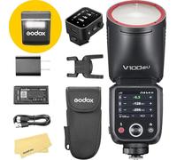 Godox V100C Flash à Tête Ronde avec Déclencheur X3-C pour Canon,100Ws 2.4G TTL 1/8000 HSS,400 Flashs à Pleine Puissance,Batterie Li-ION 7.2V/2980mAh,Temps de Recharge 1.7s,Lampe de Modélisation LED