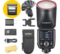 Godox V100F V100 F V100-F Flash à tête Ronde pour Appareil Photo Fujifilm Fuji Speedlite, 100 WS 2,4 G TTL 1/8000 HSS, 400 flashs à Pleine Puissance, Batterie Li-ION 7,2 V/2980 mAh