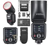 Godox V100N Flash à tête ronde Écran tactile, 100Ws Global Shutter Flash Sync 1/80000, 1/8000 HSS, batterie au lithium intégrée, lampe de modélisation LED à 10 niveaux (Godox V100N pour Nikon)