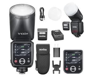 GODOX V100N Flash V100-N 100w Tête Ronde Touchscreen Lumière pour Nikon,2.4G sans Fil avec éclair Externe et Global Shutter Speedlite Sync 1/80000s with VB30