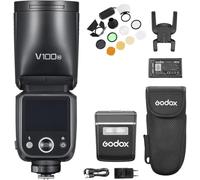 Godox V100N TTL Flashs pour appareils Photo+AK-R1 Kit, HSS 1/8000 s, Flash 100 W, Lampe Pilote LED intégrée et Flash auxiliaire Amovible Compatible avec Nikon