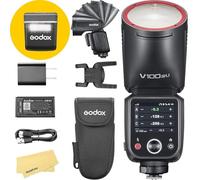 Godox V100N V100 N Round Head Camera Flash for Nikon Camera Flash Speedlite Speedlight,100Ws 2.4G TTL1/8000 HSS,400 Full Power Flashes,7.2V/2980mAh Li-ION Battery,1.7s Recycle Time,LED Modeling Lamp