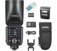 GODOX V100S Flash Speedlite à tête ronde pour appareil photo Sony, V100-S 100 W écran tactile, TTL HSS 1/8000s, sans fil 2,4 G, batterie Li-ion 2980 mAh, avec flash externe détachable SU-1