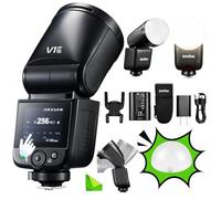 Godox V1mid-N avec diffuseur AK-R11, Flash d'appareil Photo à tête Ronde TTL V1mid N pour Nikon, TTL et HSS 1/8000s, Puissance 55Ws, Recyclage 1.7s, 650 éclairs, Système 2.4G X, Écran Tactile Couleur