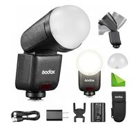 Godox V1mid O avec Dôme Diffuseur (Godox AK-R11) Flash d'appareil Photo à Tête Ronde TTL pour Olympus, HSS 2,4G 1/8000s, Temps de Recyclage de 1,7s, 650 Flashs Pleine Puissance, Écran Tactile Couleur.