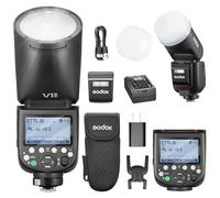 Godox V1Pro F Flash TTL tête Ronde Appareil Photo Speedlite 76Ws with VB30 HSS 1/8000s LED Lampe de modélisation Flash Externe,V1-O (2024) SU-1 Mode Flash M/TTL pour Fujifilm