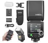 Godox V480 Flash V480N Flash pour appareil photo, batterie au lithium intégrée, 1/8000 HSS, TTL sans fil 2,4 GX, temps de recyclage de 1,7 s, 650 pop pleine puissance pour appareil photo Nikon (V480N)