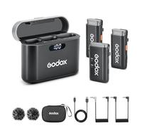 GODOX WEC Microphone de Lavalier sans Fil,8 Heures d'autonomie de la Batterie, Micro sans Fil 2,4G à Deux canaux, portée de 200 m, réduction du Bruit avec étui de Chargement pour Caméras Smartphone