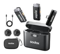 Godox WES2 KIT2 Microphone cravate sans fil pour type C, certifié MFi, microphone à revers antibruit Plug and Play avec transmission de 200 m, étui de charge, compatible avec Type-C, iPhone 15 (WES2