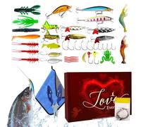 Godpqiui Kit De Leurres De Pêche - Coffret de Leurres de Pêche Réalistes - Appâts pour Bar de la Saint-Valentin | pour Truite Marigane Poisson-Chat Saumon Doré Eau Salée Eau Douce Surf Bateau Lac Mer
