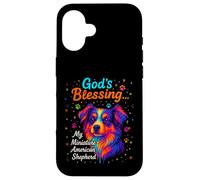 God's Blessing Miniature American Shepherd Faith Coloré Coque pour iPhone 16