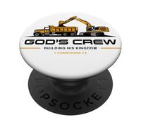 God's Crew - Excavator Construction Kids Christian 1 Cor 3:9 PopSockets PopGrip Adhésif