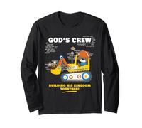 God's Crew - Excavator Construction Kids Christian Animals Manche Longue