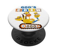 God's Crew - Excavator Construction Kids Christian Animals PopSockets PopGrip Adhésif