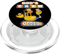 God's Crew - Excavator Construction Kids Christian Animals PopSockets PopGrip pour MagSafe
