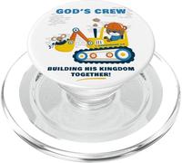 God's Crew - Excavator Construction Kids Christian Animals PopSockets PopGrip pour MagSafe