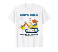 God's Crew - Excavator Construction Kids Christian Animals T-Shirt
