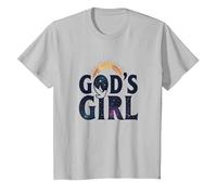 God's Girl : Inspiration de Foi Colombe céleste, chrétiens T-Shirt, Enfant, Argent, 8 Ans